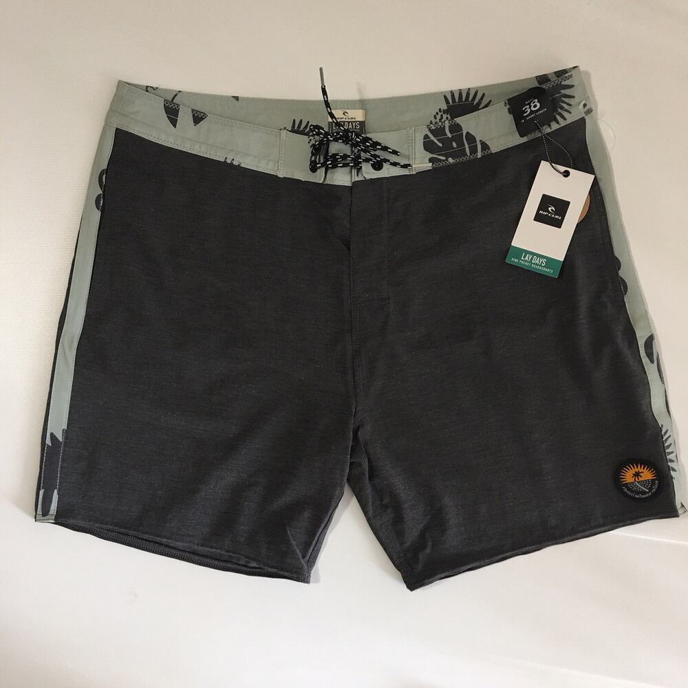 RIP CURL Men’s Boardshorts Lay Days Pockets Stretch Gray/Floral Sz 38